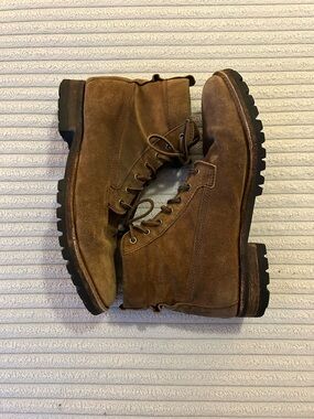 Frye Brown Suede Lace-Up Lug Sole Boots